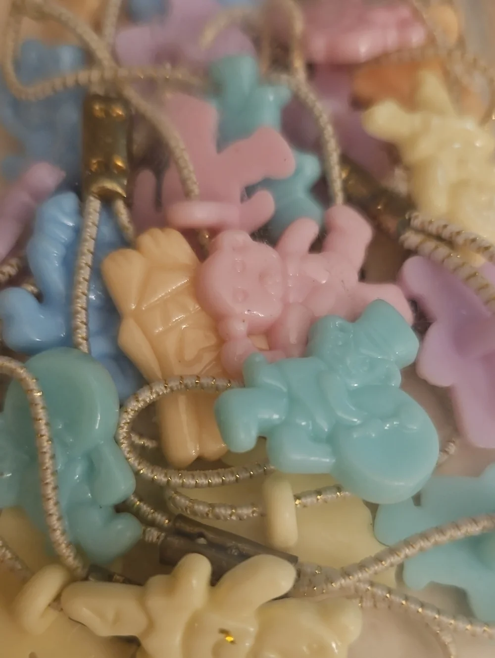 Vtg COLOR MATES Teddy Bear Ponytail Holders - Pastel Multi (Pack)